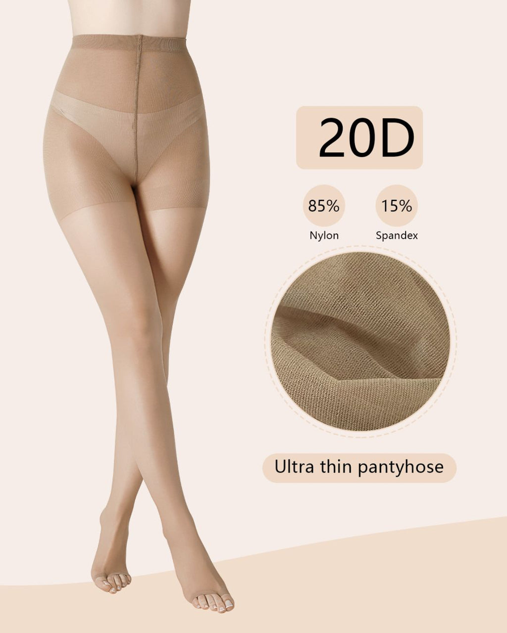 Cozessa™ Ultra Thin 20D Control Toeless Pantyhose