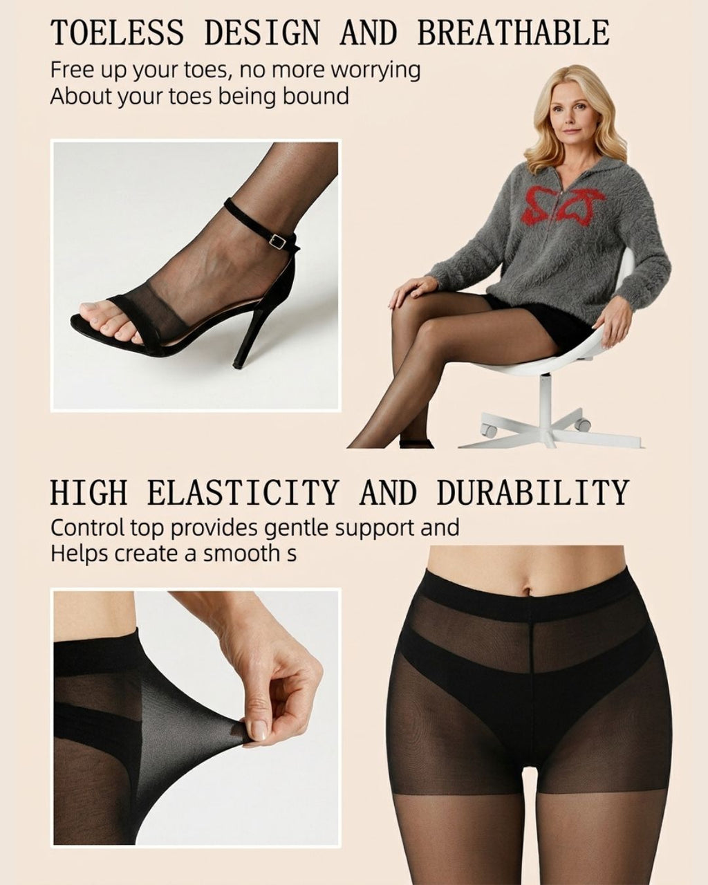 Cozessa™ Ultra Thin 20D Control Toeless Pantyhose