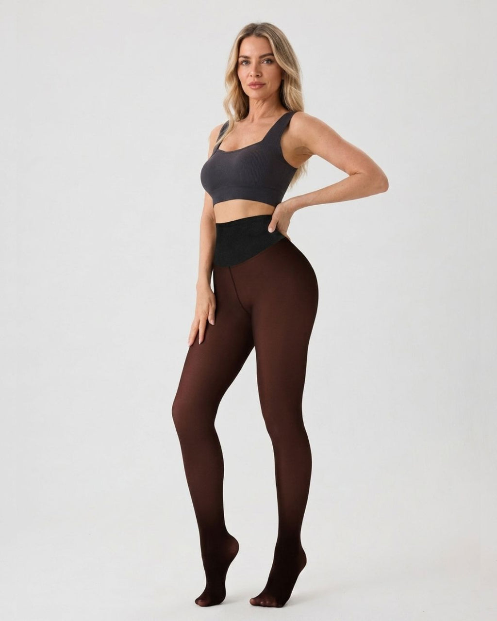 Cozessa™ High-Waisted Thermal Sheer-Look Fleece-Lined Tights