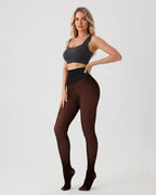 Cozessa™ High-Waisted Thermal Sheer-Look Fleece-Lined Tights