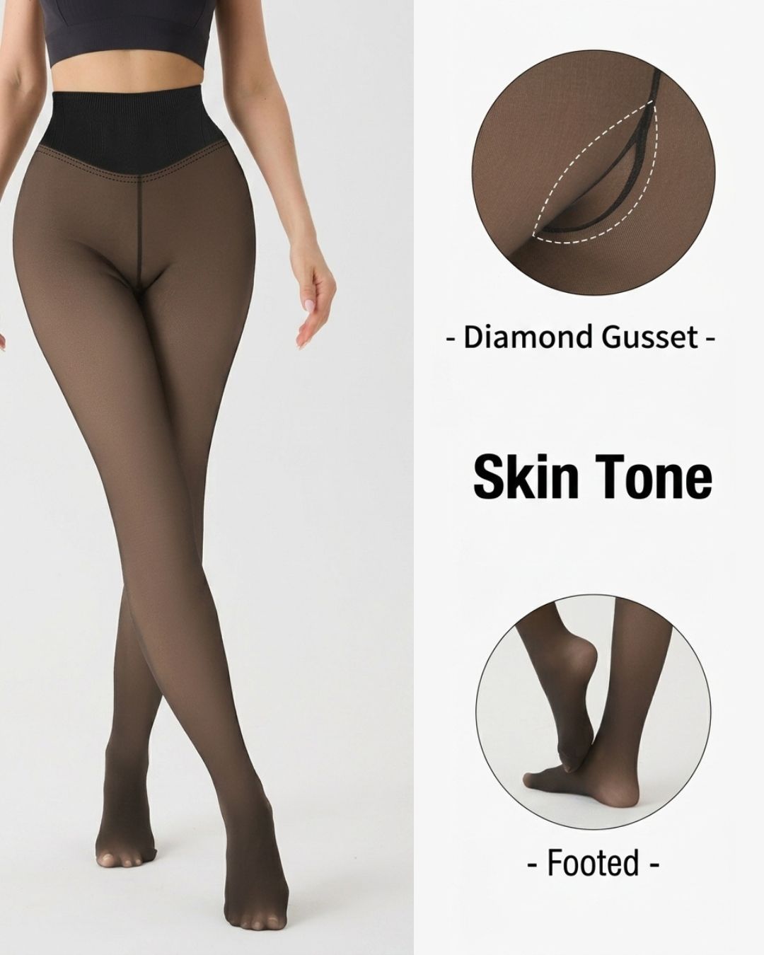 Cozessa™ High-Waisted Thermal Sheer-Look Fleece-Lined Tights