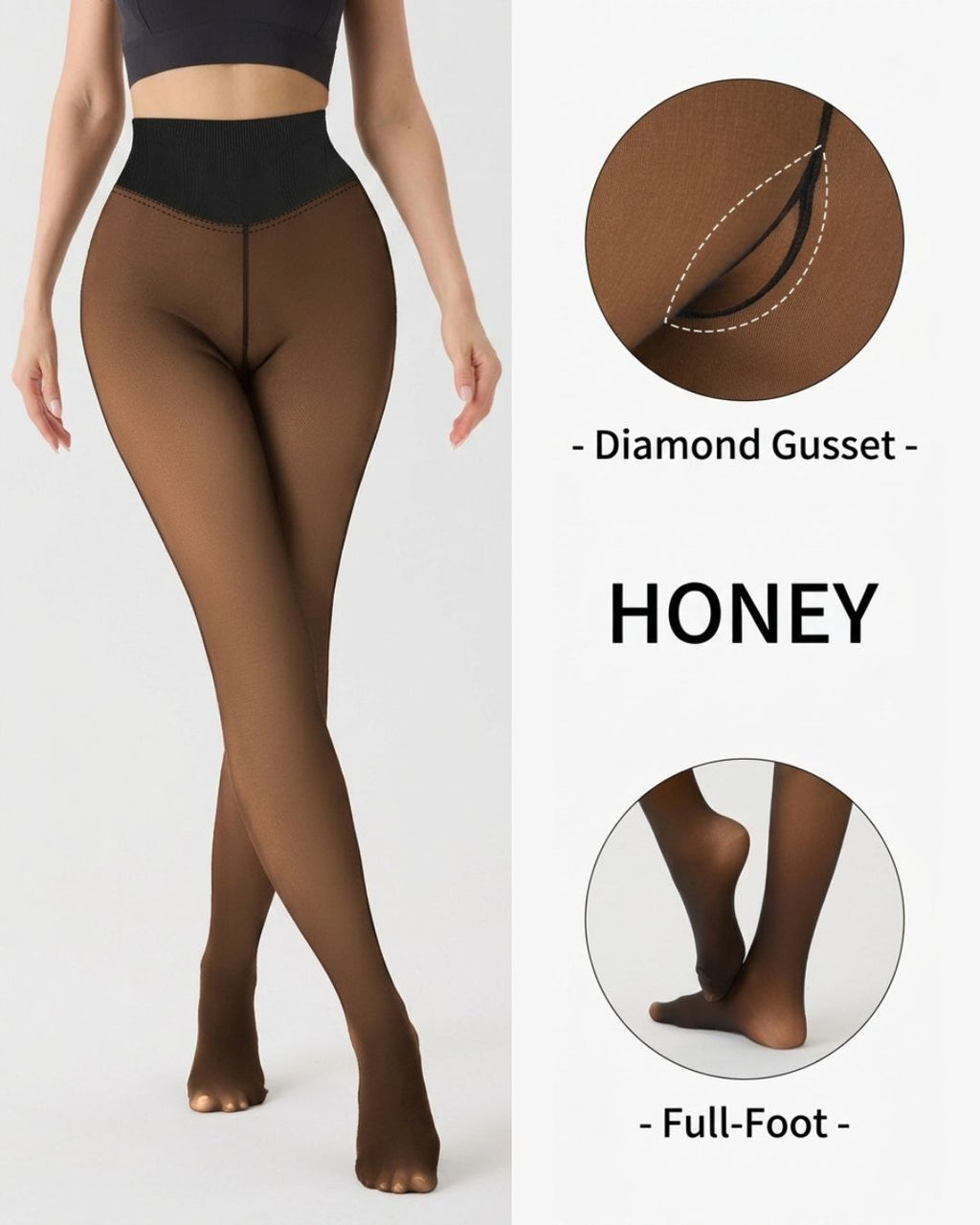 Cozessa™ High-Waisted Thermal Sheer-Look Fleece-Lined Tights