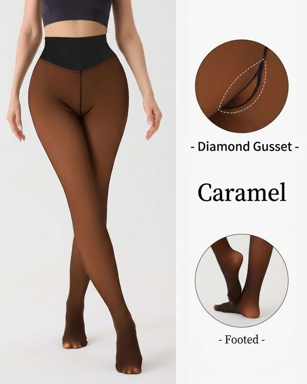 Cozessa™ High-Waisted Thermal Sheer-Look Fleece-Lined Tights