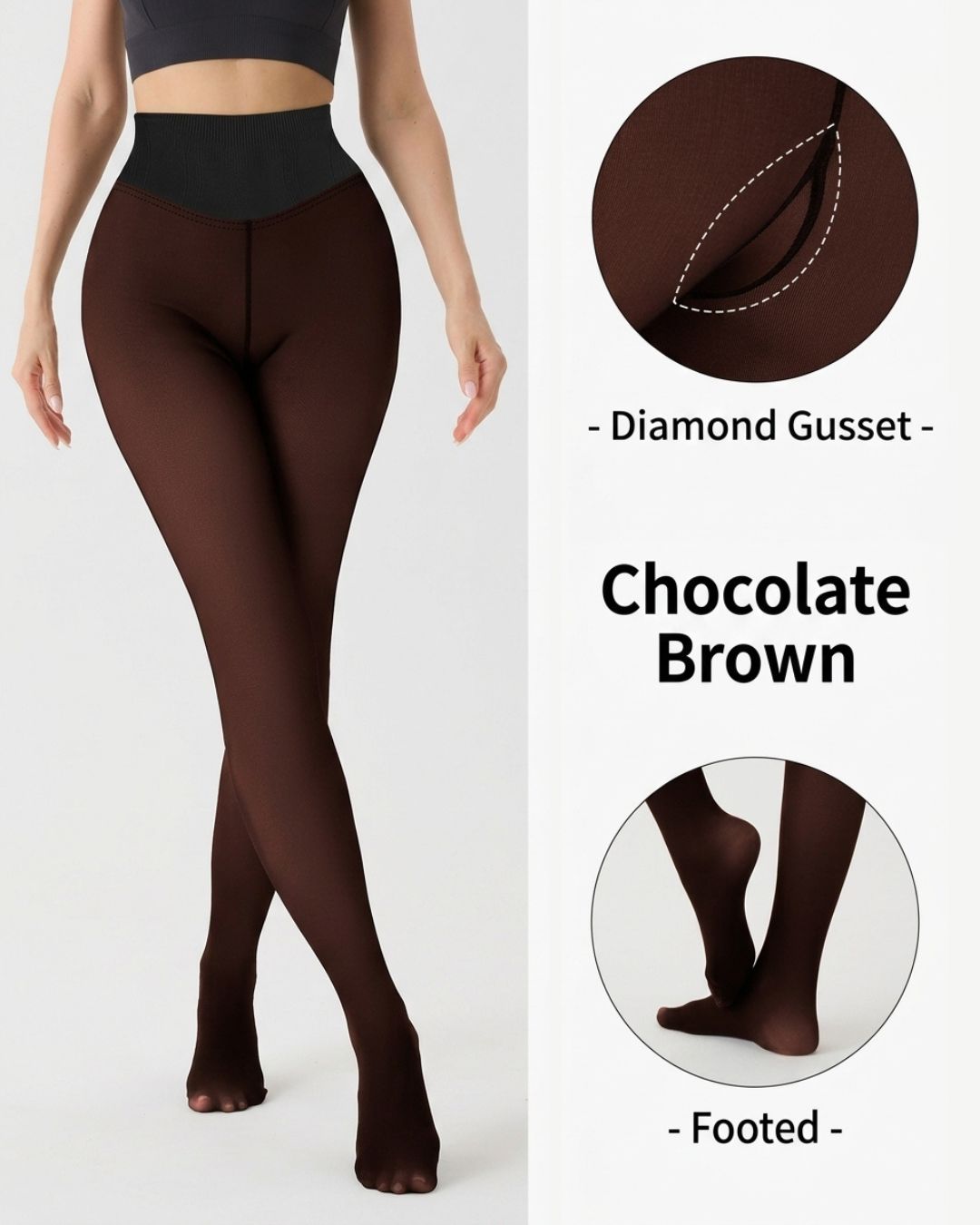 Cozessa™ High-Waisted Thermal Sheer-Look Fleece-Lined Tights