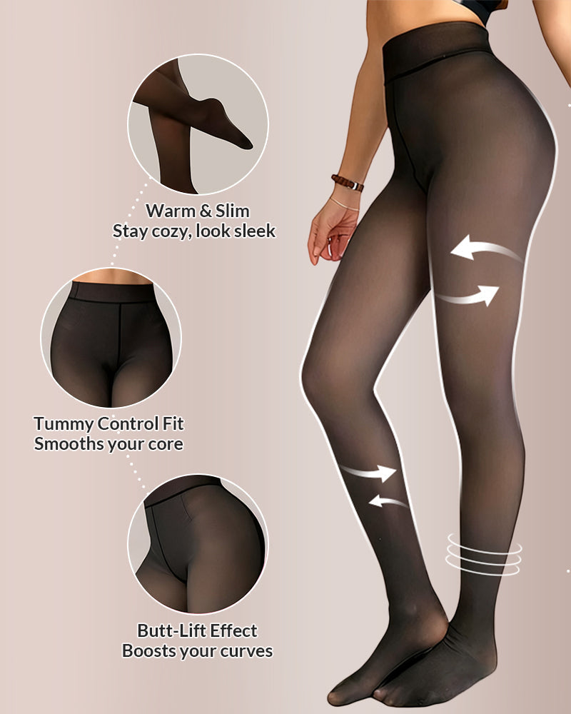 Curvvvy™ Translucent Fleece-Lined Tights