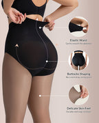 Curvvvy™ Semi-Sheer Black High-Waist Shaping Tights – Thin & Fleece-Lined Curvvvy