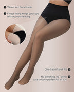 Curvvvy™ Semi-Sheer Black High-Waist Shaping Tights – Thin & Fleece-Lined Curvvvy