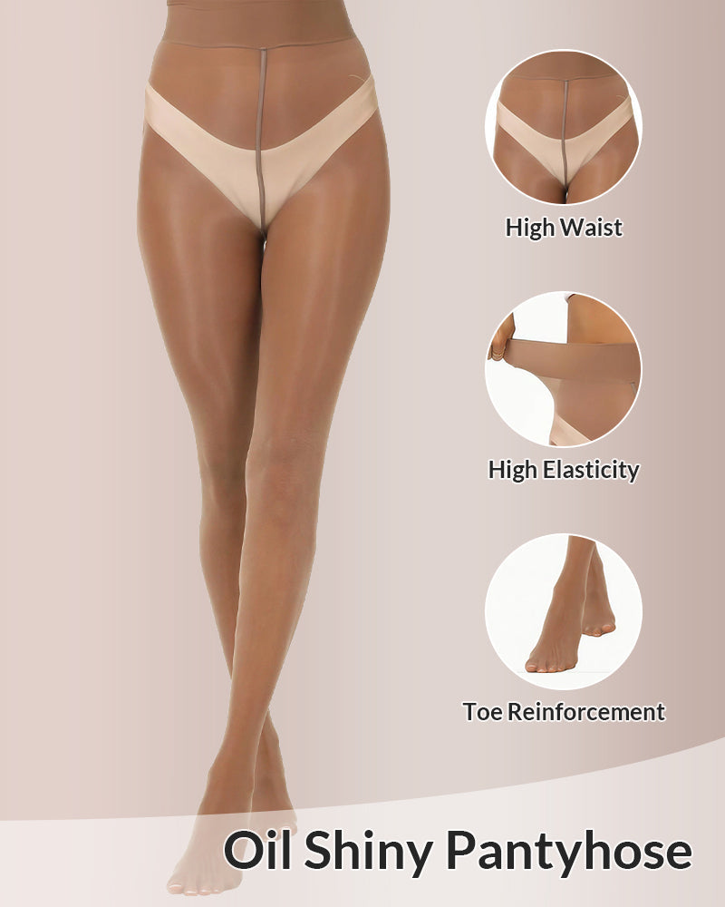 Cozessa™ Ultra Sheer High-Waist Glossy Tights (2 Pack)