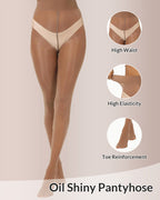 Cozessa™ Ultra Sheer High-Waist Glossy Tights (2 Pack)