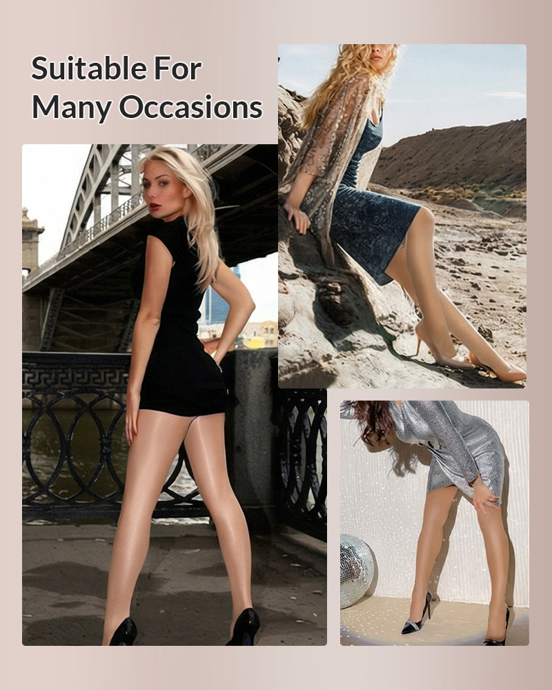 Cozessa™ Ultra Sheer High-Waist Glossy Tights (2 Pack)
