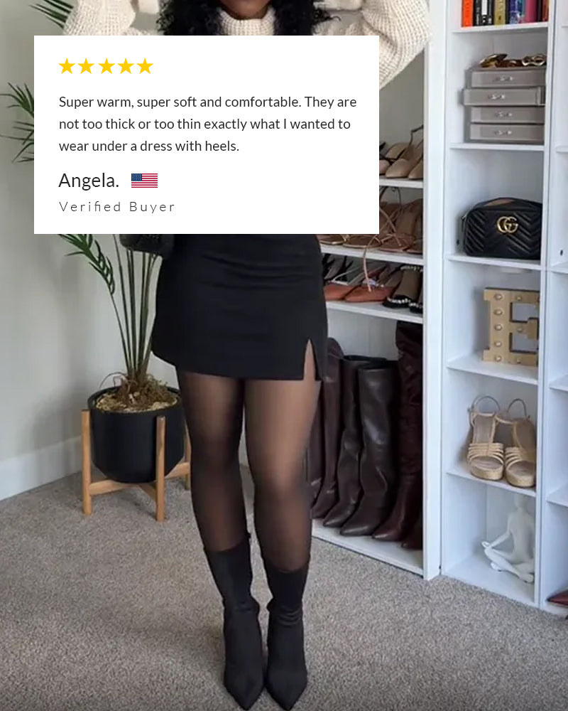 Curvvvy™ Semi-Sheer Single Seam Fleece Lined Tights Curvvvy