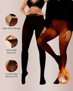 Curvvvy™ Semi-Sheer Single Seam Fleece Lined Tights Curvvvy
