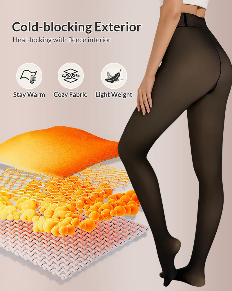 Curvvvy™ Semi-Sheer Single Seam Fleece Lined Tights Curvvvy