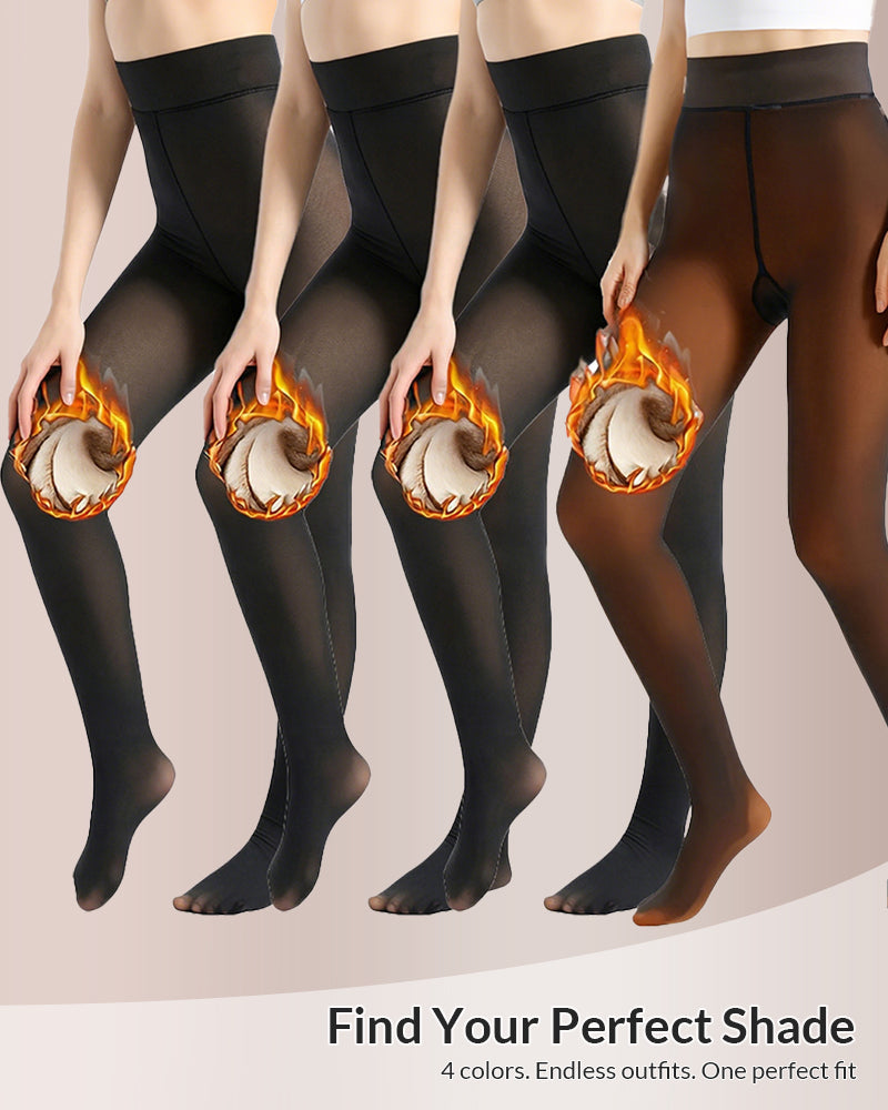 Curvvvy™ Semi-Sheer Single Seam Fleece Lined Tights Curvvvy
