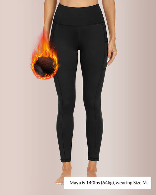 Curvvvy™ Fleece-Lined High-Waist Leggings with Pockets Curvvvy