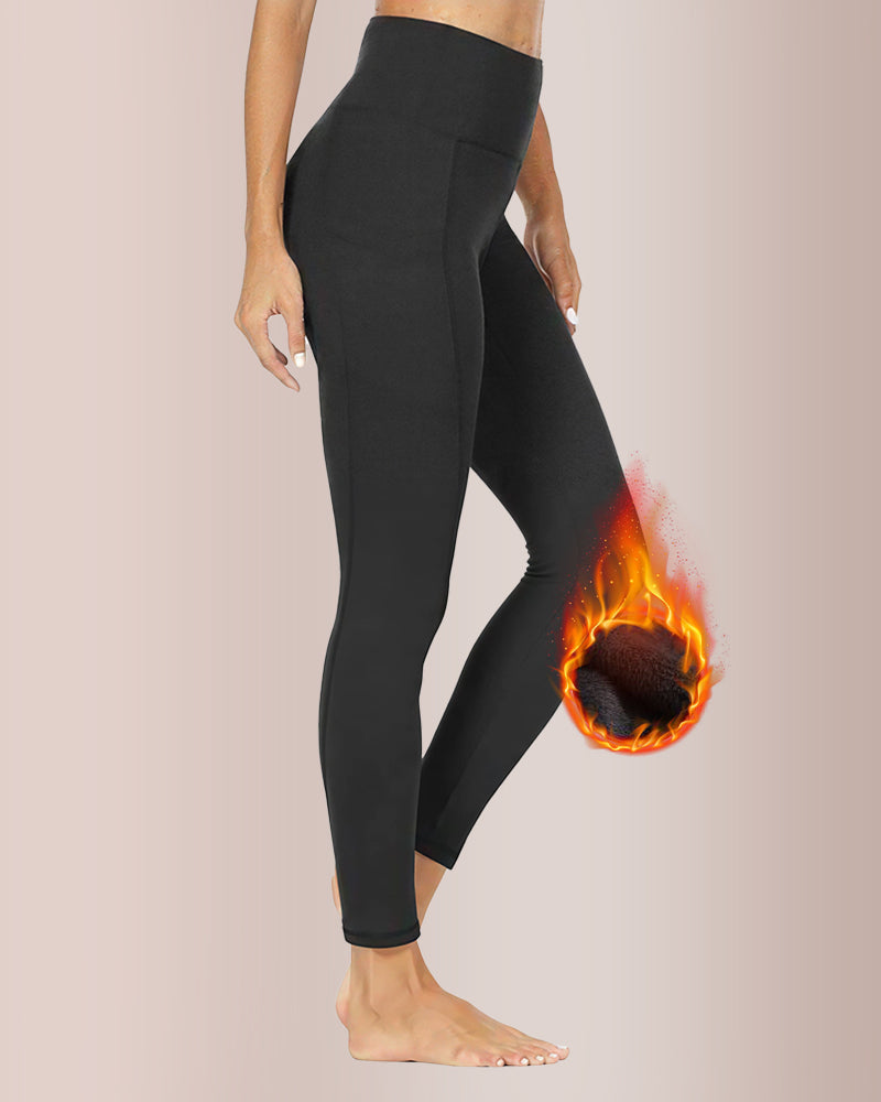 Curvvvy™ Fleece-Lined High-Waist Leggings with Pockets Curvvvy